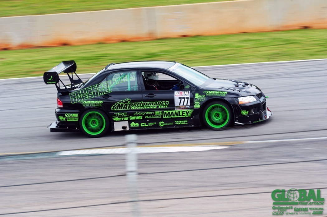 The Professional Awesome Evo VII at Road Atlanta, prior to its unfortunate meeting with a wall. Photo: Kyle Lewis